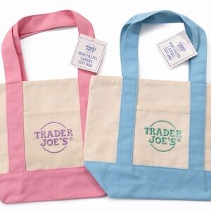 Kids Canvas Tote Bag Set - Pink and Blue